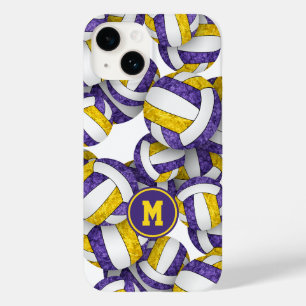 Coque Pour iPhone 14 L'équipe d'or violet couleurs volleyballs girly