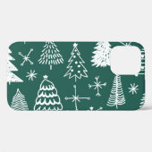 Coques Case-Mate iPhone Les arbres de Noël dessinés à la main, les motifs (Verso (horizontal))
