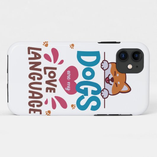 Coques Case-Mate iPhone Les Chiens Sont Ma Langue D'Amour (Dos (Horizontal))