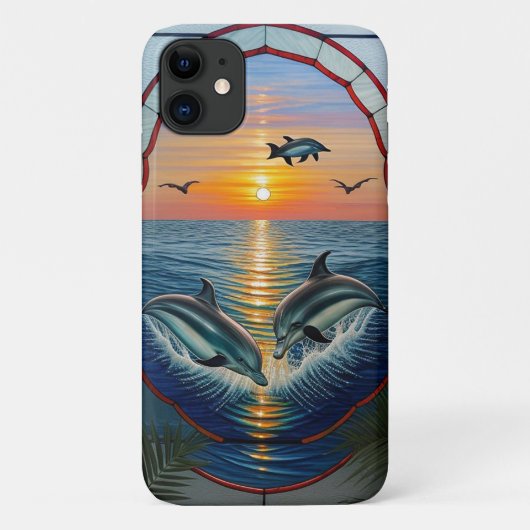 Coques Case-Mate iPhone Les dauphins sautillent au coucher du soleil sur l (Dos)