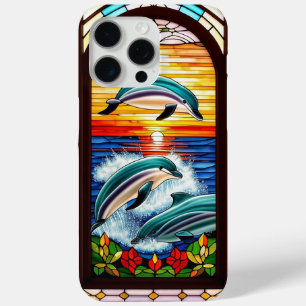 Coque iPhone 15 Pro Max Les dauphins sautillent au coucher du soleil sur l