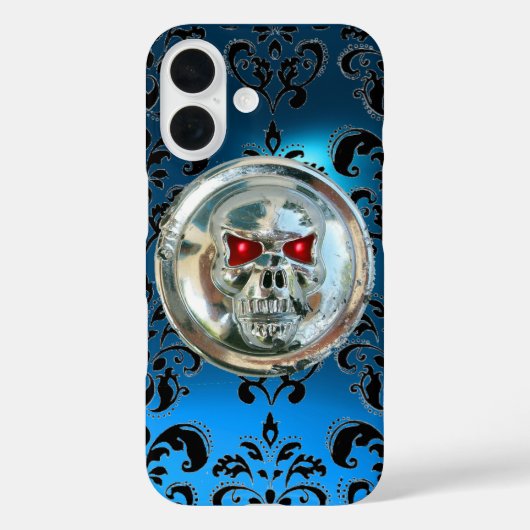 Coques Case-Mate iPhone LES ÉQUILIBRES NOIR AQUA BLEU DAMASK GEM Sapphire (Verso)