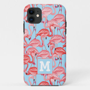 Case-Mate iPhone Case Les Flamants roses roses lumineux sur le bleu