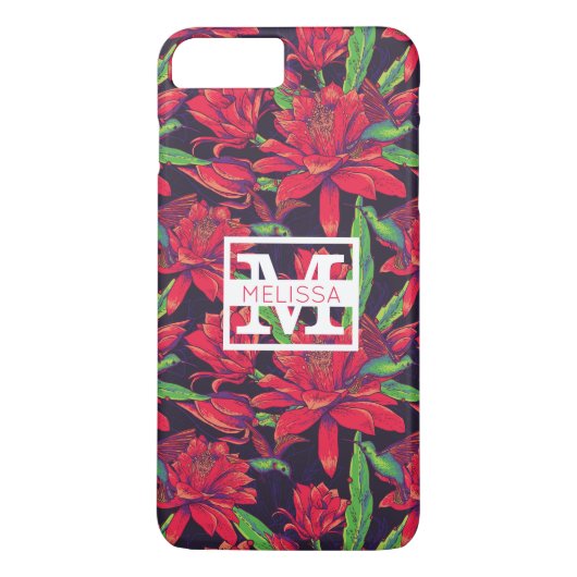 Coques Case-Mate iPhone Les fleurs et les colibris | ajoutent votre nom (Dos)