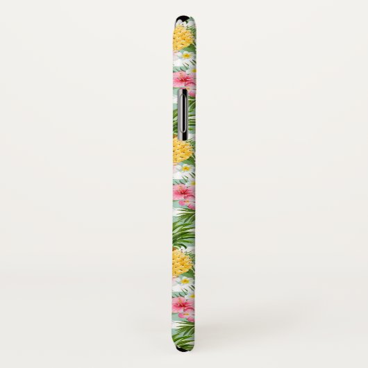 Coques Case-Mate iPhone Les fleurs et les rayures de Teal d'ananas | (Dos/Droite)