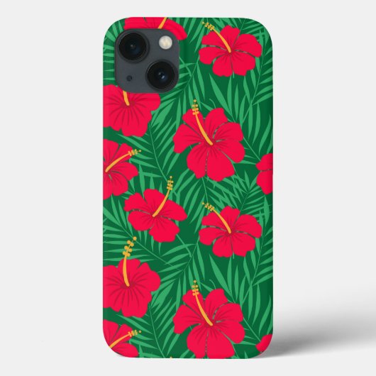 Coques Case-Mate iPhone Les fleurs rouges d'Hibiscus sur les Feuilles trop (Verso)