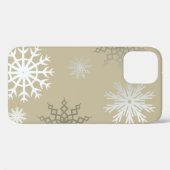 Coques Case-Mate iPhone Les flocons de neige sur le beige (Verso (horizontal))