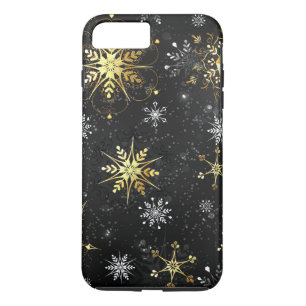 Case-Mate iPhone Case Les flocons dorés de Noël sur l'Arrière - plan noi