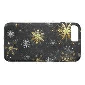 Coques Case-Mate iPhone Les flocons dorés de Noël sur l'Arrière - plan noi (Dos (Horizontal))