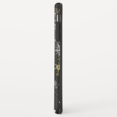 Coques Case-Mate iPhone Les flocons dorés de Noël sur l'Arrière - plan noi (Dos/Gauche)