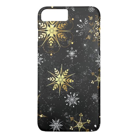 Coques Case-Mate iPhone Les flocons dorés de Noël sur l'Arrière - plan noi (Dos)