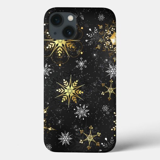 Coques Case-Mate iPhone Les flocons dorés de Noël sur l'Arrière - plan noi (Verso)
