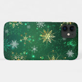Coques Case-Mate iPhone Les flocons dorés de Noël sur l'Arrière - plan ver (Dos (Horizontal))