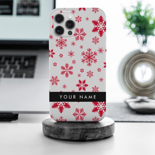 Coques Case-Mate iPhone Les flocons rouges, Votre nom, Personnalisez