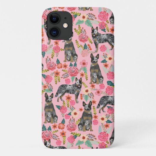 Coques Case-Mate iPhone Les flores de chien de l'hélier bleu rose (Dos)
