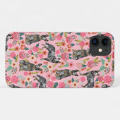Coques Case-Mate iPhone Les flores de chien de l'hélier bleu rose (Dos (Horizontal))