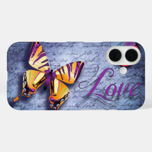 Coques iPhone 16 Les papillons aiment le bleu