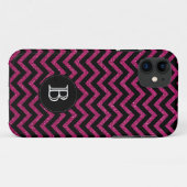 Coques Case-Mate iPhone Les parties scintillantes Chevron rose noir (Dos (Horizontal))