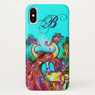COQUES POUR iPhone LES PEACOQUES DANS LE MONOGRAMME AMOUREUX
