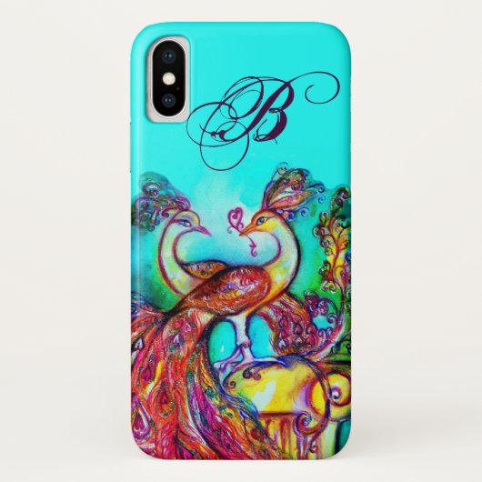 COQUES Case-Mate iPhone LES PEACOQUES DANS LE MONOGRAMME AMOUREUX (Dos)