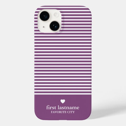 Coques Case-Mate iPhone Les rayures modernes avec le Monogramme cardiaque (Verso)