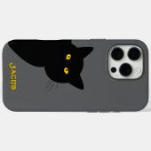 Coques Case-Mate iPhone Les yeux jaunes chat noir vous saluant coutume (Verso (horizontal))
