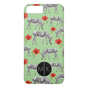 Case-Mate iPhone Case Les zèbres parmi des ketmies fleurit le monogramm