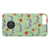 Coques Case-Mate iPhone Les zèbres parmi des ketmies fleurit le monogramme (Dos (Horizontal))