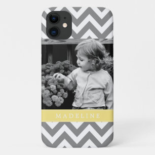 Coques Pour iPhone Les zigzags gris et jaunes ont personnalisé la