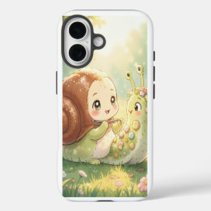 Coques iPhone 16 L'escargot et la magie des couronnes de fleurs
