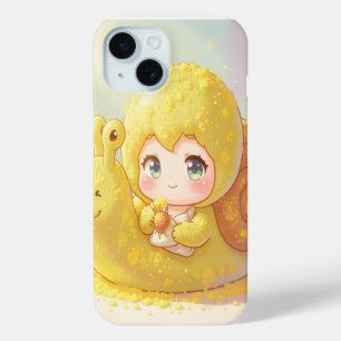 Coque Pour iPhone 15 L'escargot et la magie des couronnes de fleurs.1