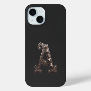 Coque Pour iPhone 15 Lettre A en bronze orné avec des cloches