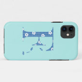 Coques Case-Mate iPhone lettre à motifs fleur F(bleu & points) Coque-Mate (Dos (Horizontal))
