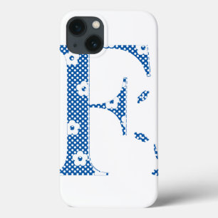 Case-Mate iPhone Case lettre à motifs floraux F(bleu & points)