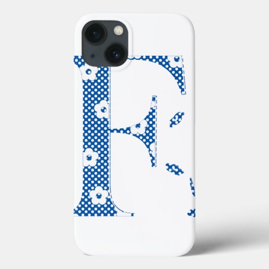 Coques Case-Mate iPhone lettre à motifs floraux F(bleu & points) (Verso)