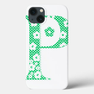 Case-Mate iPhone Case lettre à motifs floraux P (vert & points)