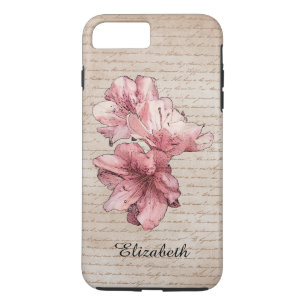 Coque iPhone 8 Plus/7 Plus Lettre âgée Personnaliser rose illustrée Nom
