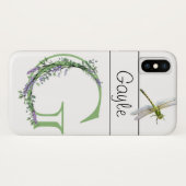 Coques Case-Mate iPhone Lettre alphabétique G Lavender Eucalyptus Dragonfl (Dos (Horizontal))