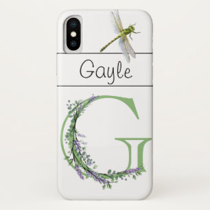 Case-Mate iPhone Case Lettre alphabétique G Lavender Eucalyptus Dragonfl