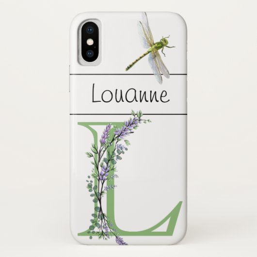 Coques Case-Mate iPhone Lettre alphabétique L Lavender Eucalyptus Dragonfl (Dos)
