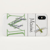 Coques Case-Mate iPhone Lettre alphabétique M Lavender Eucalyptus Dragonfl (Dos (Horizontal))