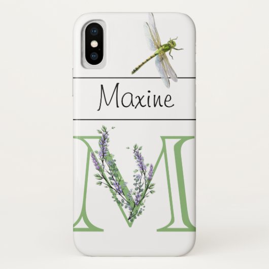 Coques Case-Mate iPhone Lettre alphabétique M Lavender Eucalyptus Dragonfl (Dos)