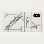 Coques Case-Mate iPhone Lettre alphabétique N Lavender Eucalyptus Dragonfl (Dos (Horizontal))