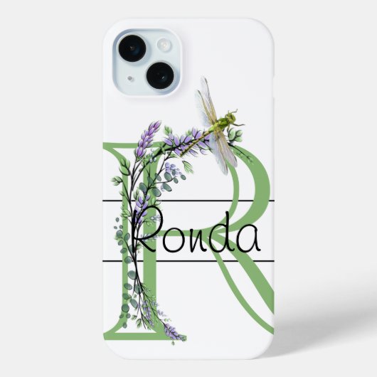 Coques Case-Mate iPhone Lettre alphabétique R, aquarelle LavenderDragonfly (Verso)