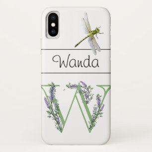 Case-Mate iPhone Case Lettre alphabétique W Lavender Eucalyptus Dragonfl