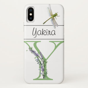 Case-Mate iPhone Case Lettre alphabétique Y Lavender Eucalyptus Dragonfl