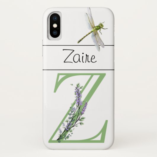 Coques Case-Mate iPhone Lettre alphabétique Z Lavender Eucalyptus Dragonfl (Dos)