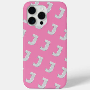 COQUE iPhone 15 PRO MAX LETTRE ARGENT ROSE J