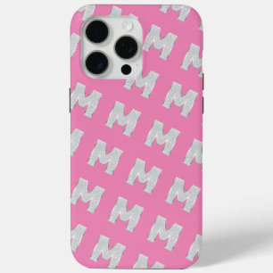 COQUE iPhone 15 PRO MAX LETTRE ARGENT ROSE M