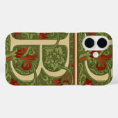 Coques Case-Mate iPhone Lettre B à monogramme de William Morris Fleurs Rou (Verso (horizontal))